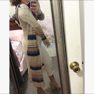 Long Multicolored Knitted Cardigan